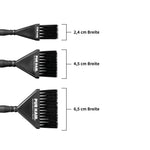 Drei schwarze PUR HAIR Färbepinsel mit Borstenbreiten von 2,4 cm, 4,5 cm und 6,5 cm