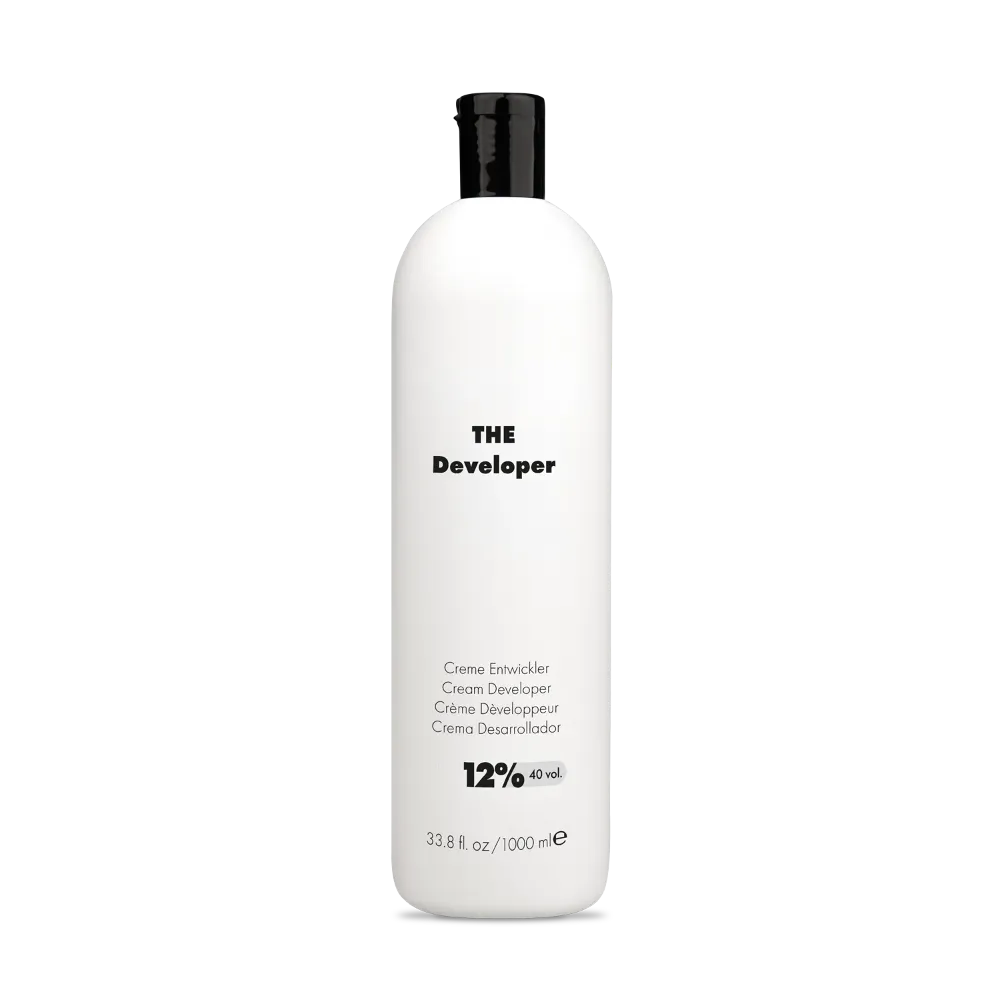 Weißer The Developer Creme Entwickler 12 % 1000 ml mit schwarzem Declel.