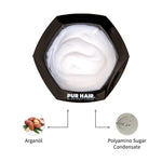 Schwarze PUR HAIR Farbschale mit weißer cremiger Blondierung sowie Arganöl und Polyamino Sugar Conde