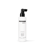 PUR HAIR Silk Therapy Anti-Frizz-Spray in der 200-ml-Flasche auf transparentem Hintergrund.