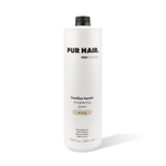 Weiße Brazilian Keratin Strong 1000-ml-Flasche mit schwarzem Verschluss und beigefarbenem Label.