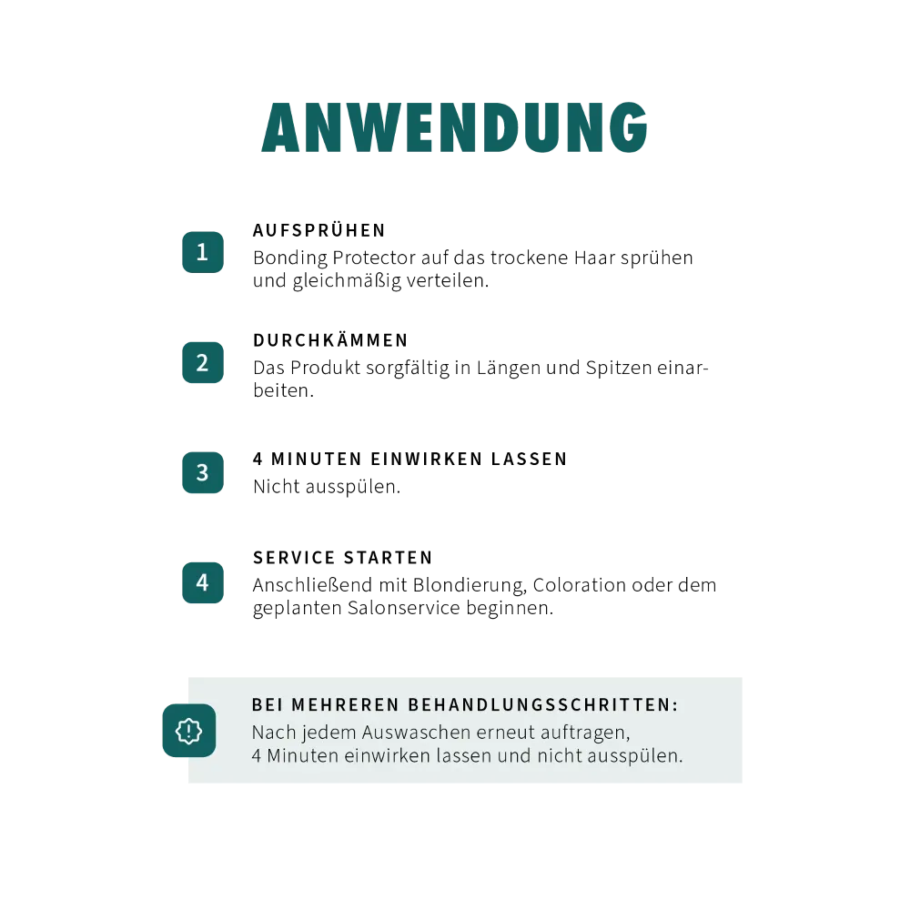 Schritt-für-Schritt-Anleitung zur Anwendung des bonding protectors vor chemischen Haarbehandlung.