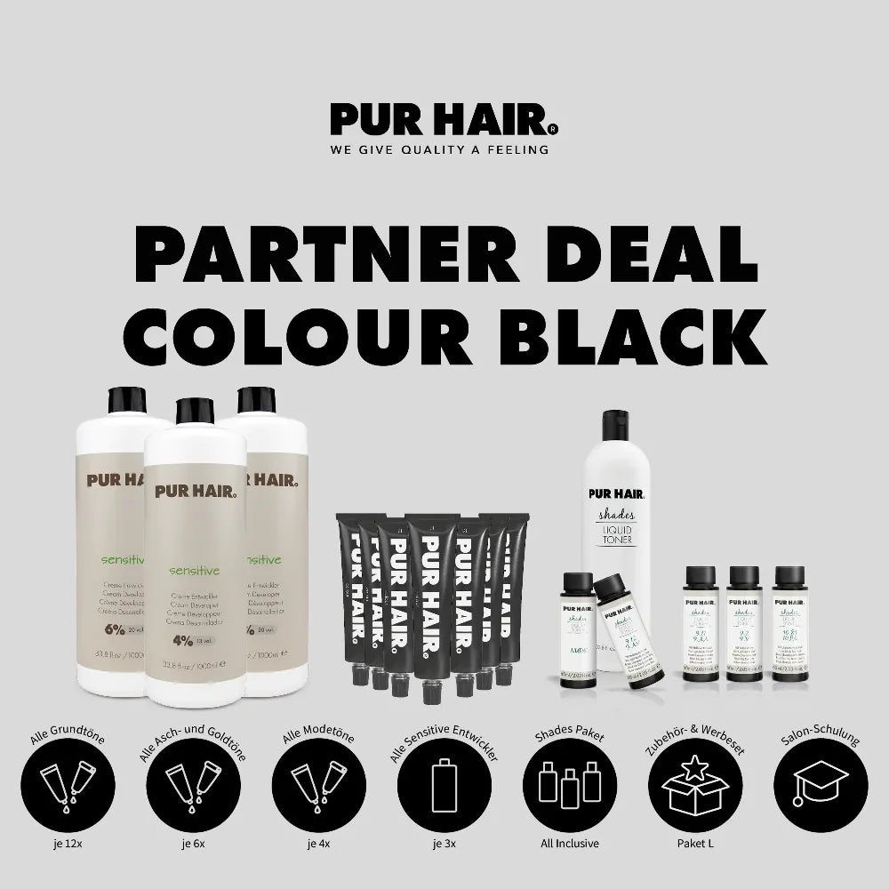 Colour Black Partner Deal mit professionellen Haarfarben, Sensitive Entwicklern und Shades.