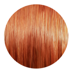 Haarfarbsträhne in intensivem Kupferton als Farbdarstellung einer professionellen Haarcoloration.