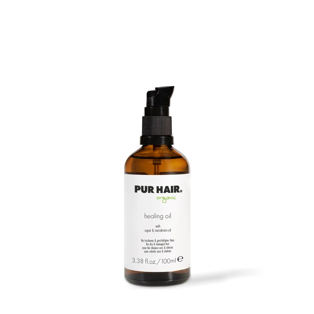 PUR HAIR Organic Healing Oil freigestellt – reparierendes Haaröl mit Argan- und Macadamiaöl