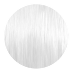 Runde Nahaufnahme einer glatten Haarsträhne in Weiß  mit glänzenden Reflexen.
