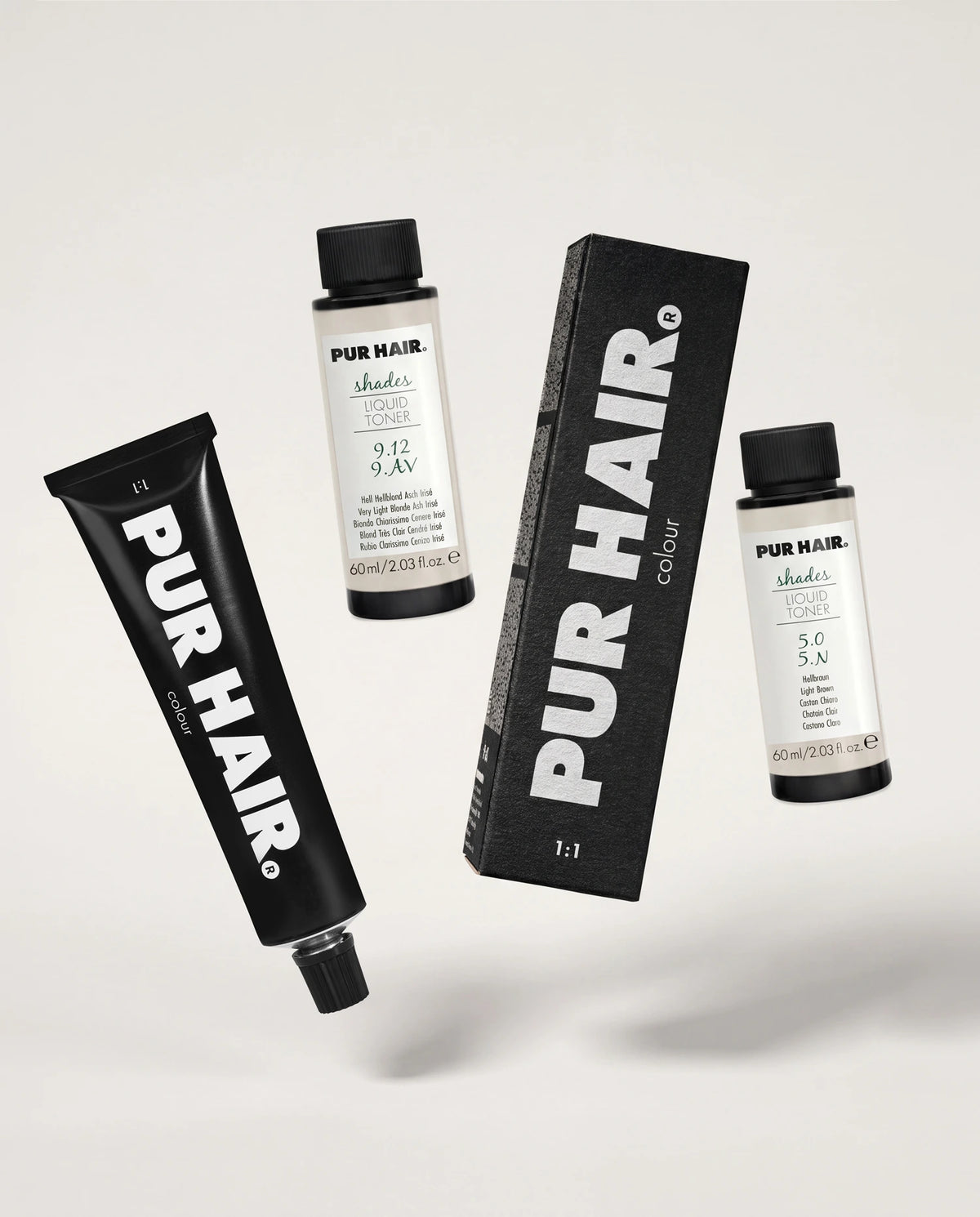 PUR HAIR professionelle Haarfarbe und Shades Liquid Toner für individuelle Colorationen und Tonveredelungen im Salon.