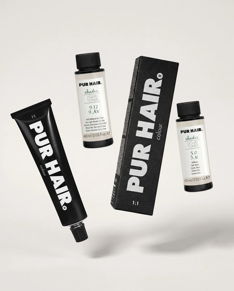 PUR HAIR professionelle Haarfarbe und Shades Liquid Toner für individuelle Colorationen und Tonveredelungen im Salon.