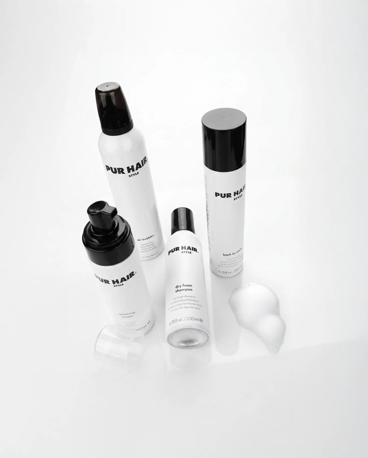 PUR HAIR Stylingprodukte für Volumen, Textur und frisches Haar mit Haarschaum, Dry Foam Shampoo und Styling-Sprays.