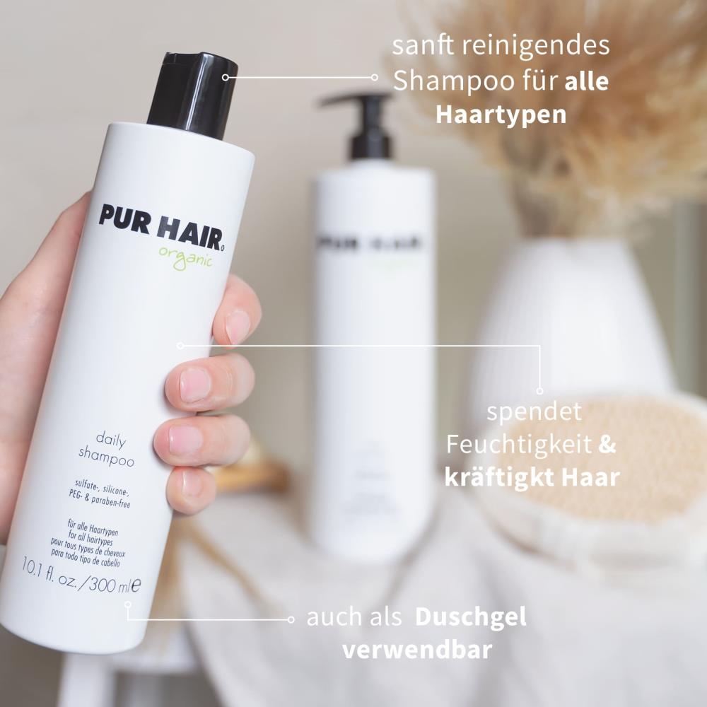 Shampoo, kräftigt das Haar und spendet Feuchtigkeit, auch als Duschgel verwendbar.