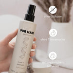 PUR HAIR Magic Gum Leave-in Detangler Spray mit Hand.