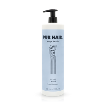 PUR HAIR Magic Keratin Maske, 1000 ml Flasche in hellblau mit schwarzem Pumpspender