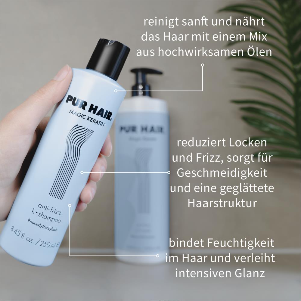 Anti-Frizz Haarshampoo gegen Frizz und Locken, reinigt sanft, glättet die Haarstruktur
