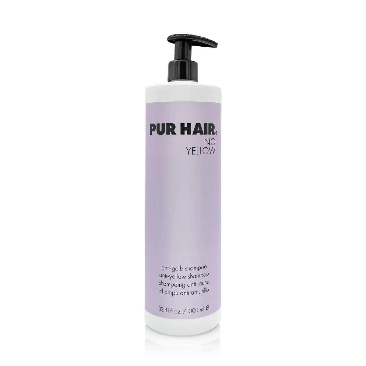 PUR HAIR No Yellow Anti-Gelb-Shampoo in der 1000-ml-Pumpflasche für blondes und aufgehelltes Haar.