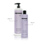PUR HAIR No Yellow Shampoo 1000 ml und 300 ml in lila Flasche.