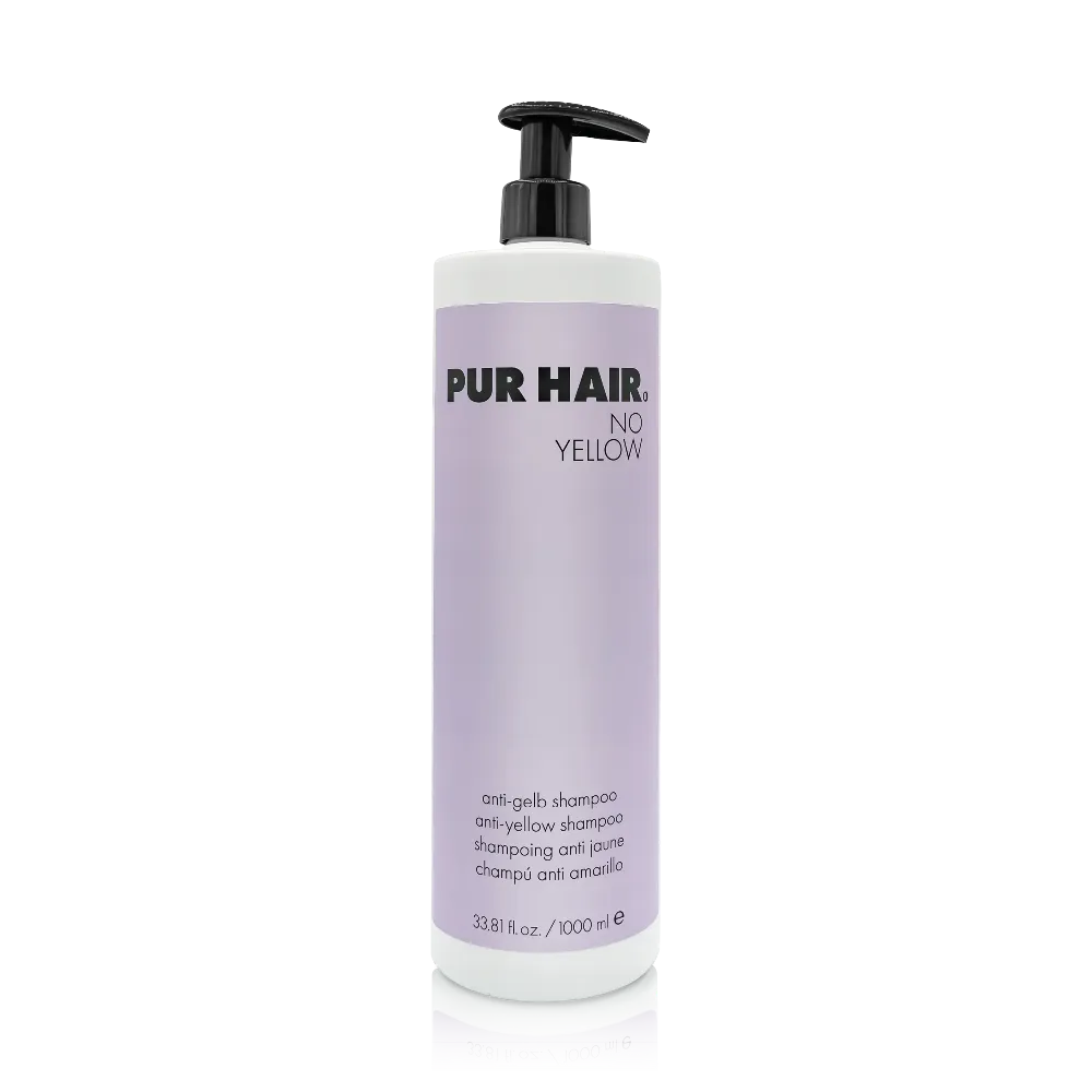 PUR HAIR No Yellow Anti-Gelb-Shampoo in der 1000-ml-Pumpflasche für blondes und aufgehelltes Haar.