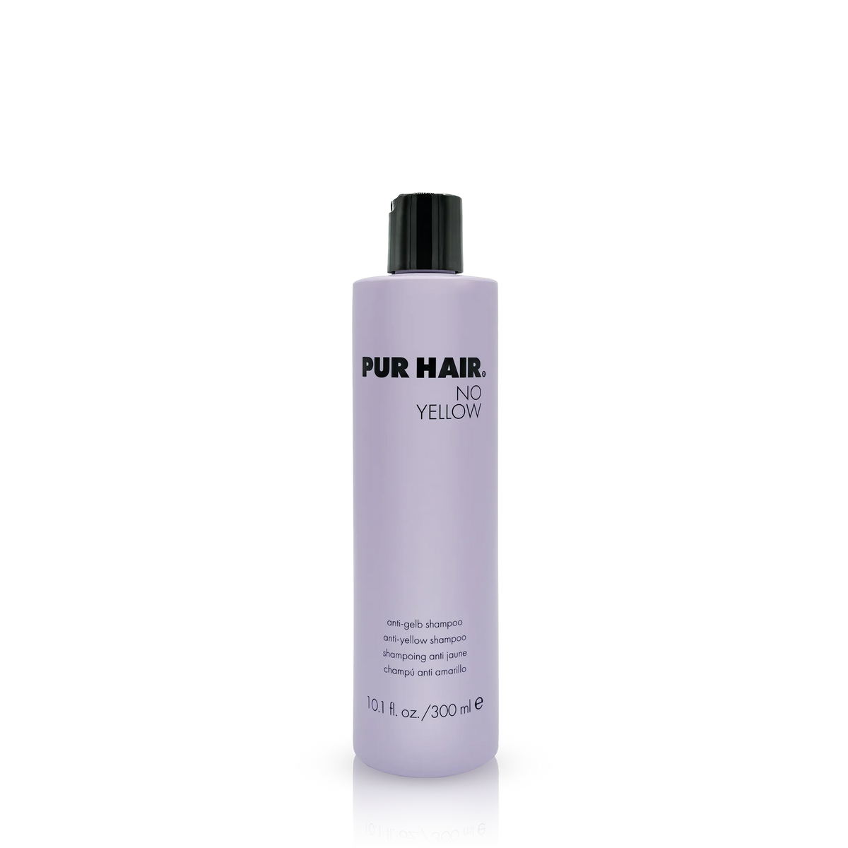 PUR HAIR No Yellow Anti-Gelb-Shampoo in der 300-ml-Flasche zur Neutralisierung unerwünschter Gelbstiche.