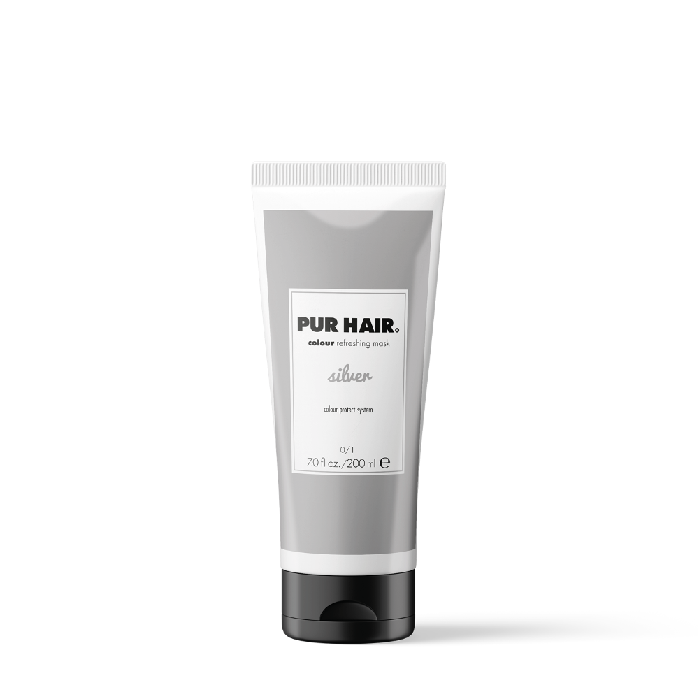 Farbauffrischende Haarmaske in silber 200 ml Tube mit schwarzem Klappverschluss